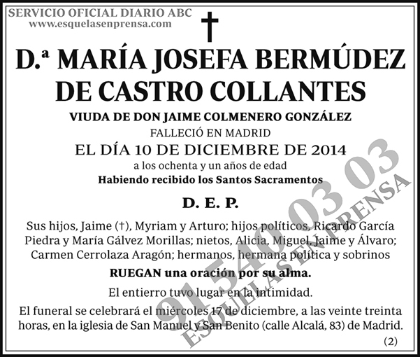 María Josefa Bermúdez de Castro Collantes